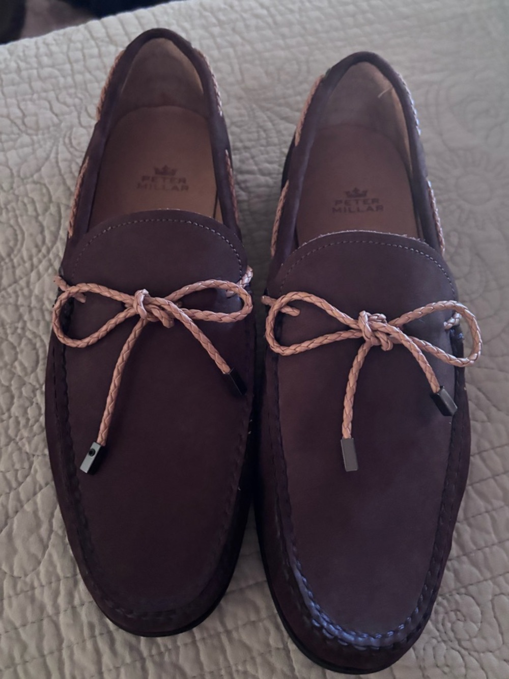 Peter Millar-NWOT-Men's Brown Suede Driiving Moccasin Slip-On Loafers size 9.5